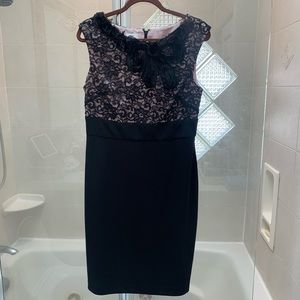 Pink and black lace dress